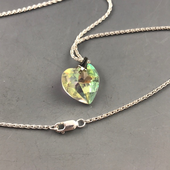 Swarovski Clear AB Crystal Heart Pendant 16” Chain - Picture 5 of 5